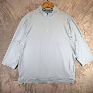 Southern Tide Quarter Zip Pullover XXL Light Blue Striped Poly Spandex Excellent